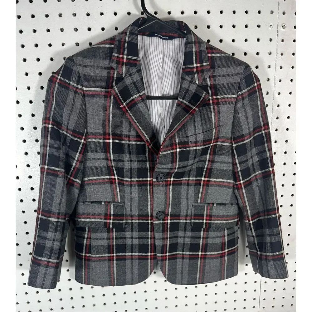 Boys Brooks Brothers Red Fleece wool  plaid sports coat